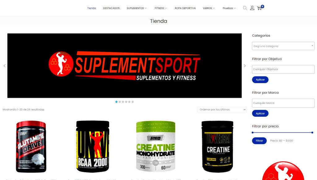 VENTA ONLINE DE SUPLEMENTOS DEPORTIVOS