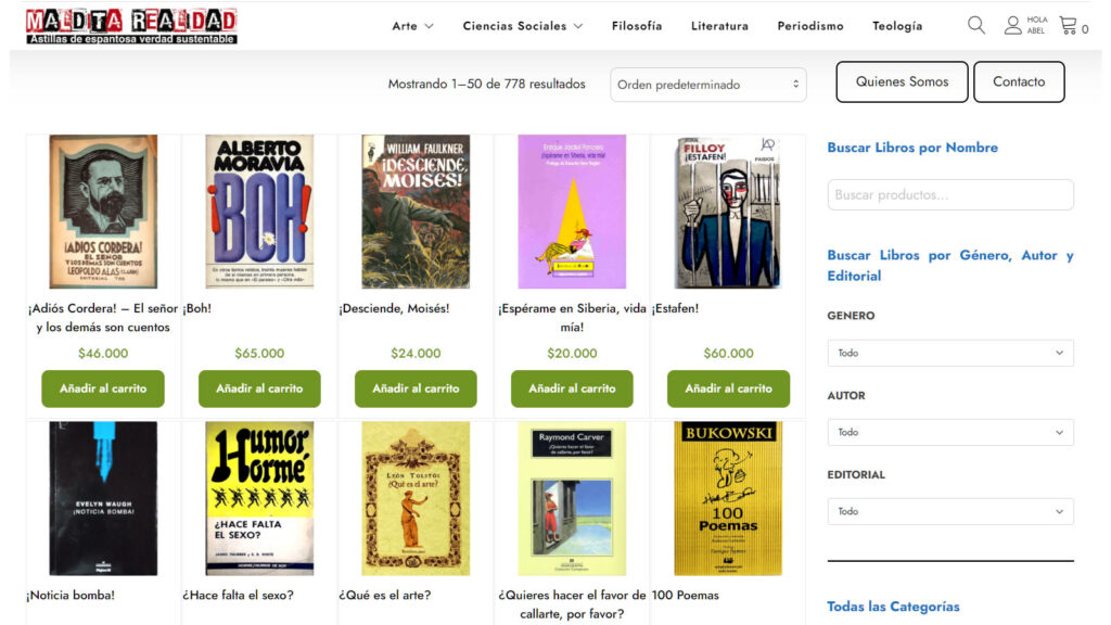 TIENDA DE LIBROS MALDITA REALIDAD